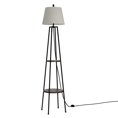 Floor Lamp Shelf Stand Modern LED Storage Shelves Living Room Light