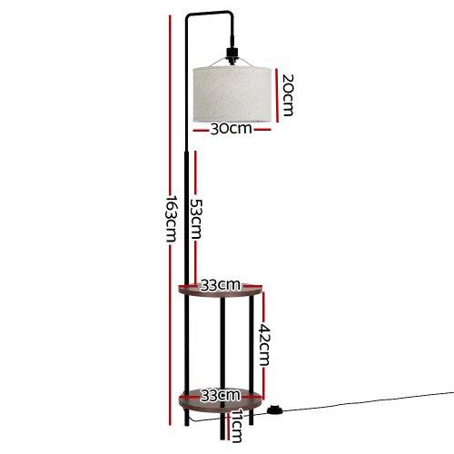 Floor Lamp 2 Tier Shelf Storage LED Light Stand Home Room Adjustable Head