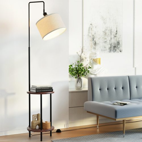 Floor Lamp Shelf Modern LED Storage Shelves Stand Living Room Light