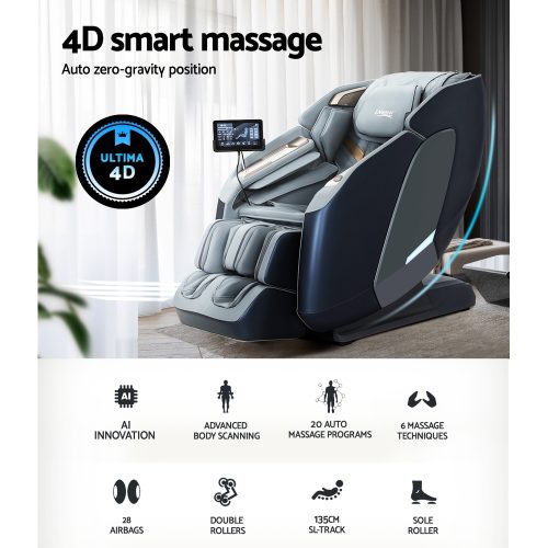 Electric Massage Chair 4D 2 Roller Recliner Zero Gravity Home Massager