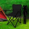 Folding Camping Chairs Arm Foldable Portable Outdoor Beach Fishing Picnic Chair Black