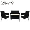 4 PCS Outdoor Furniture Setting Patio Garden Table Chairs Set Wicker Seat