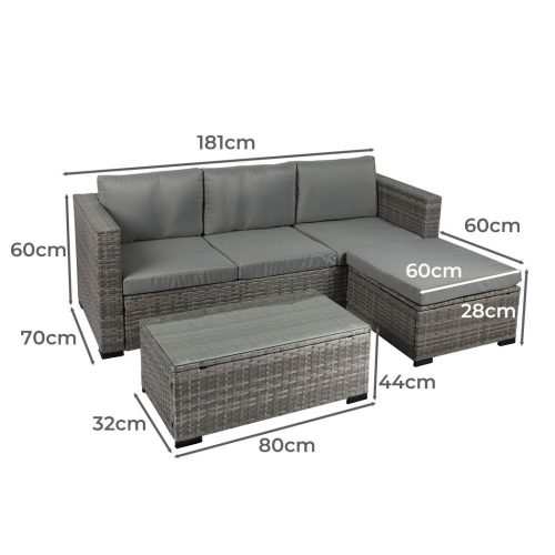 5pcs Outdoor Sofa Set Patio Furniture Setting Garden Chair Table Lounge