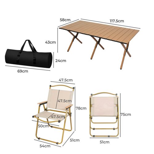 Folding Camping Table Chair Set Portable Picnic Outdoor Foldable Chairs