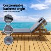 Sun Lounge Wooden Lounger Outdoor Furniture Day Bed Wheel Patio Grey