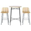 3 PCS Outdoor Bar Set Wicker Dining Bistro Patio Table Chairs Set Steel