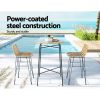 3 PCS Outdoor Bar Set Wicker Dining Bistro Patio Table Chairs Set Steel