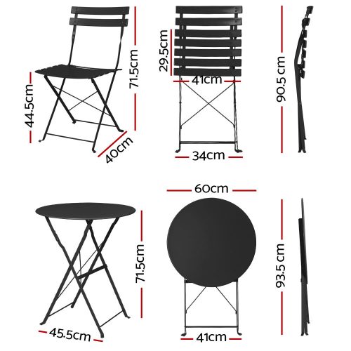 Outdoor Setting Table and Chairs Folding Patio Furniture Bistro Set