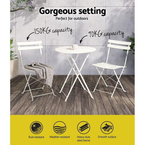 Outdoor Setting Bistro Set Table and Chairs Folding Patio Furniture