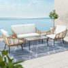 Outdoor Furniture Sofa Set 4 Piece Rattan Lounge Set Table Chairs