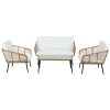 Outdoor Furniture Sofa Set 4 Piece Rattan Lounge Set Table Chairs