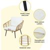 Outdoor Furniture Sofa Set 4 Piece Rattan Lounge Set Table Chairs