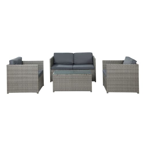 Outdoor Furniture Sofa Set 4-Seater Wicker Lounge Setting Table Chairs