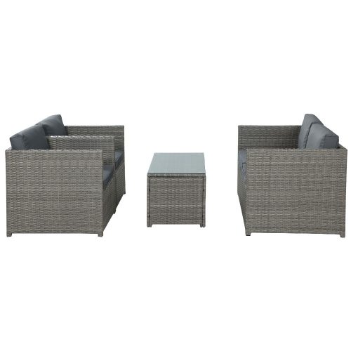 Outdoor Furniture Sofa Set 4-Seater Wicker Lounge Setting Table Chairs