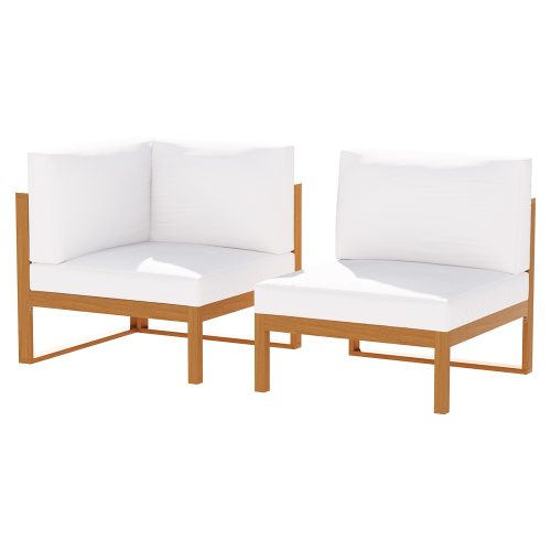 5 Pieces Outdoor Sofa Set 4-Seater Acacia Wood Corner Lounge Setting