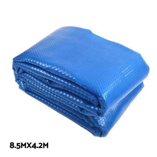 Pool Cover 500 Micron 8.5×4.2m Silver Swimming Pool Solar Blanket 5.5m Blue Roller