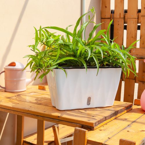 35cm Small White Rectangular Flowerpot Vegetable Herb Flower Outdoor Plastic Box Garden Decor