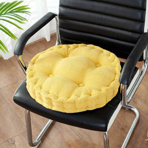 Yellow Round Cushion Soft Leaning Plush Backrest Throw Seat Pillow Home Office Decor