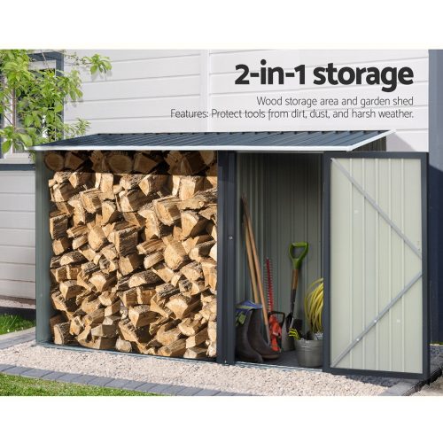 Garden Shed 2.49×1.04M Sheds Outdoor Tool Storage Workshop House Steel 2 in 1