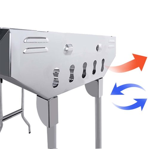 2X Skewers Grill with Side Tray Portable Stainless Steel Charcoal BBQ Outdoor 6-8 Persons