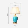 Ceramic Oval Table Lamp with Gold Metal Base Desk Lamp Blue