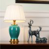 4X Ceramic Oval Table Lamp with Gold Metal Base Desk Lamp Green