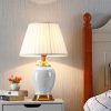 Ceramic Oval Table Lamp with Gold Metal Base Desk Lamp White