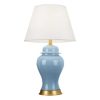Oval Ceramic Table Lamp with Gold Metal Base Desk Lamp Blue