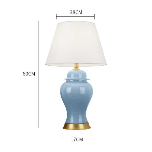 2x Oval Ceramic Table Lamp with Gold Metal Base Desk Lamp Blue