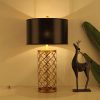 4X Golden Hollowed Out Base Table Lamp with Dark Shade