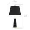 68cm Black Marble Bedside Desk Table Lamp Living Room Shade with Cone Shape Base