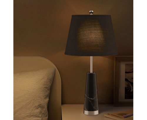 68cm Black Marble Bedside Desk Table Lamp Living Room Shade with Cone Shape Base