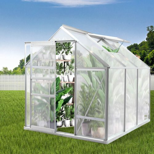 Greenhouse Aluminium Walk In Green House Garden Plant Shed PC 1.9×1.9×1.95m