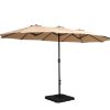 Outdoor Umbrella Beach Twin Base Stand Garden Sun Shade Beige 4.57m