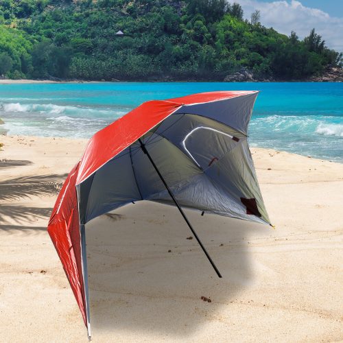 Havana Outdoors Beach Umbrella 2.4M Outdoor Garden Beach Portable Shade Shelter – Red