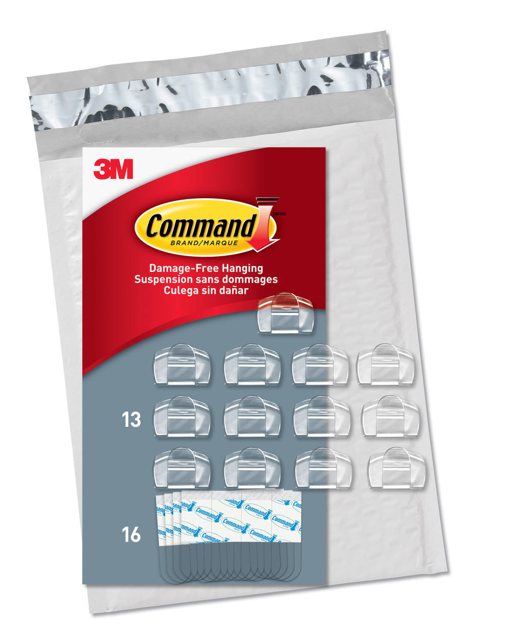 Command CL017-13NA Value Pack Round Cord, Clear, 13 Clips