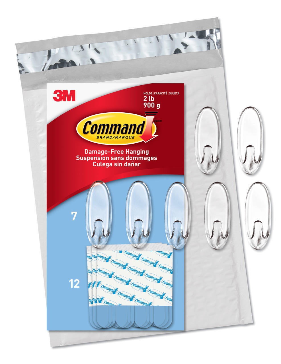 Command Medium Clear Oval Value Pack, 7 Hooks and 12 Strips, CL091-7NA