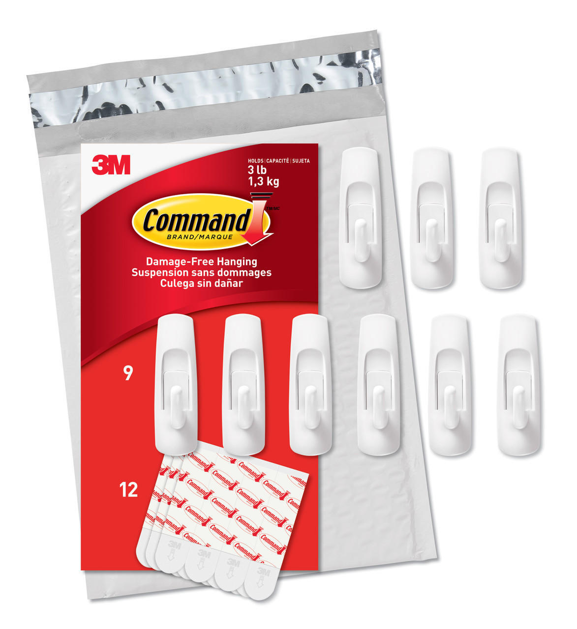 Command Medium Utility Value Pack, 9 Hooks and 12 Strips, GP001-9NA