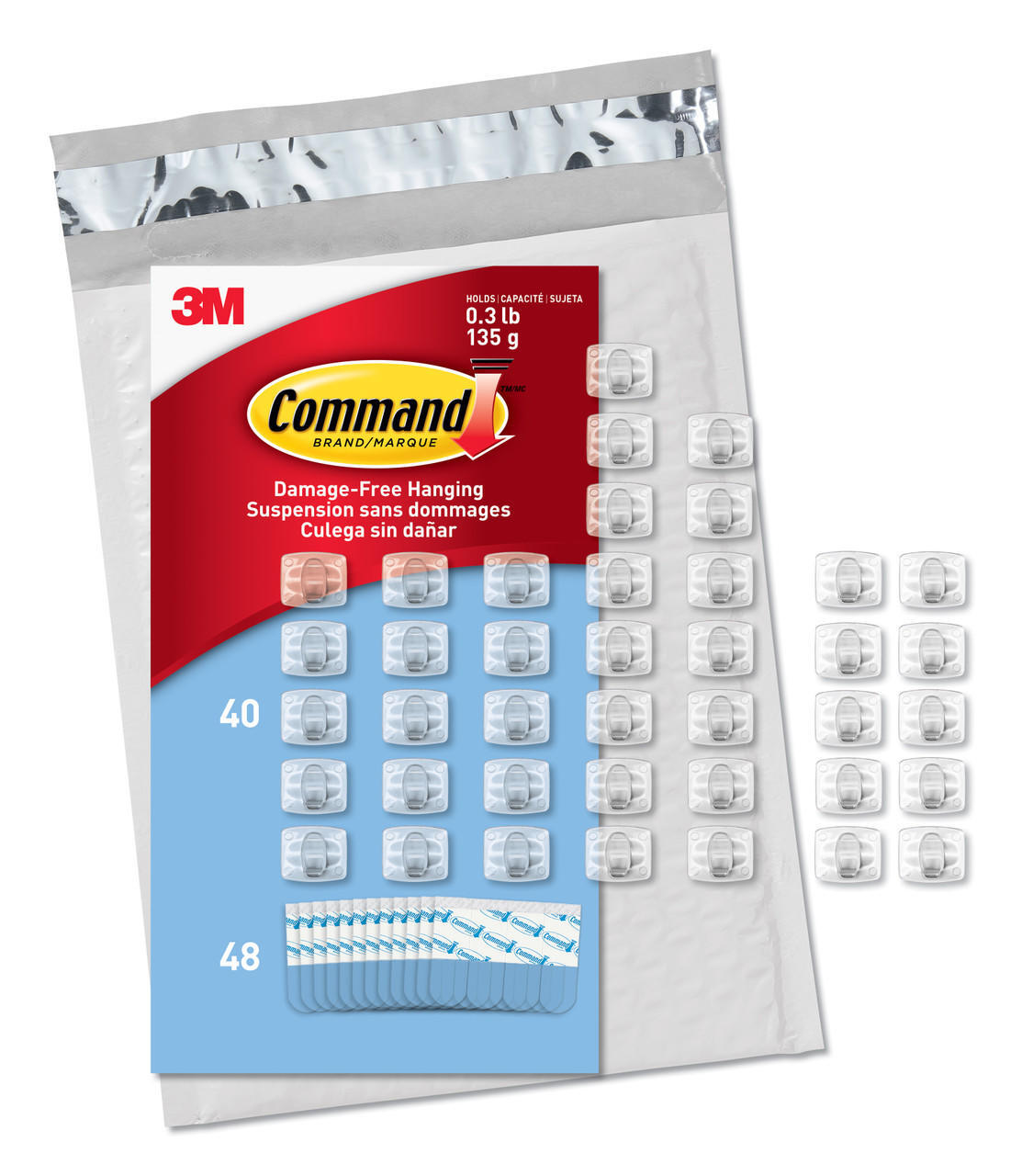 Command CL806-45NA Mini Light, 54 Strips (Easy to Open Packaging), 45 Clips, Clear