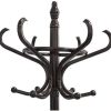 Brown Coat Rack with Stand Wooden Hat and 12 Hooks Hanger Walnut tree