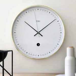 Toki Metta Brushed Gold Silent Sweep Second Wall Clock Date 40cm