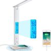 LED Desk Lamp with Fast Wireless Charger Clock Alarm Date Temperature