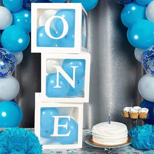 ONE Balloons Box Clear Gift Boxes Gift Birthday Baby Shower Party AU