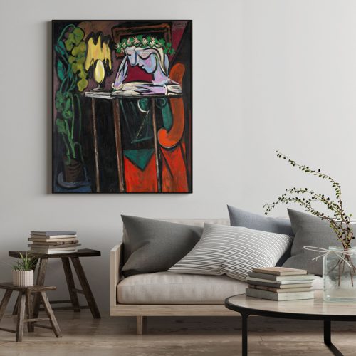 Wall Art 40cmx60cm Reading Girl by Pablo Picasso Black Frame Canvas