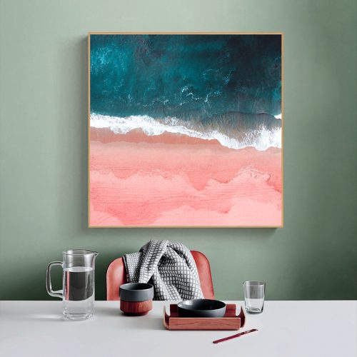 Wall Art 40cmx40cm Pink Sea Wood Frame Canvas