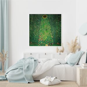 Sunflower by Gustav Klimt White Frame Canvas Wall Art