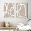 Wall Art 40cmx60cm Abstract White Lines 2 Sets White Frame Canvas