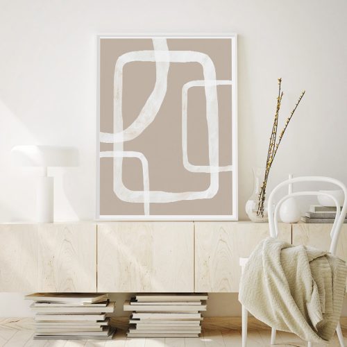 Wall Art 40cmx60cm Abstract White Lines 2 Sets White Frame Canvas