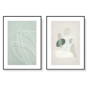 Wall Art 100cmx150cm Abstract body and lines 2 Sets Black Frame Canvas