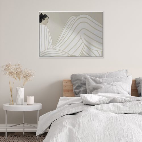 Wall Art 40cmx60cm Abstract Lady White Frame Canvas
